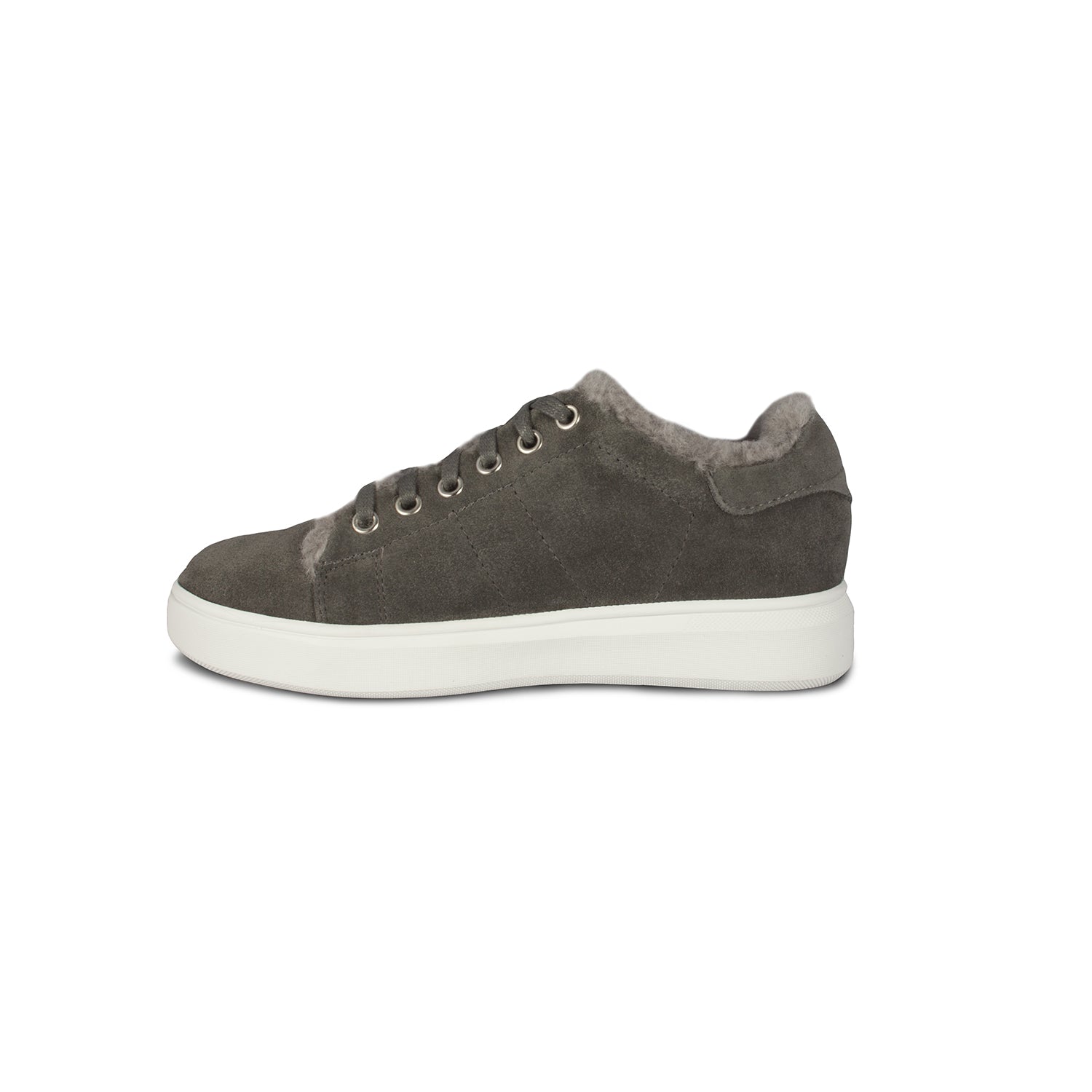 LADIES HOLLY SHEEPSKIN SNEAKER GRAY - Cloud Nine Sheepskin