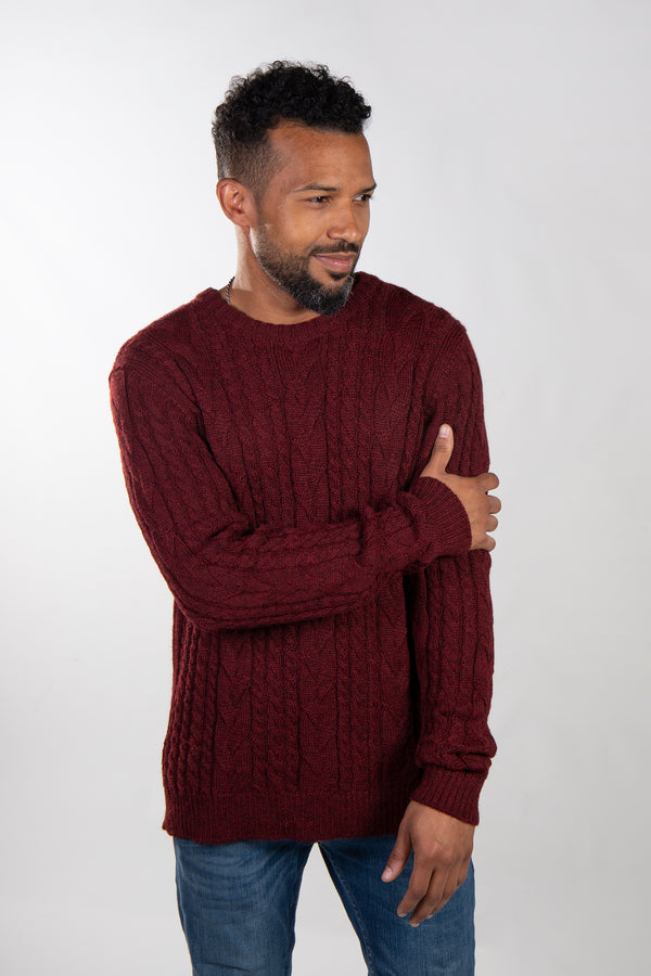 Burgundy Knit Wool Sweater & Pants Set - ADAMO