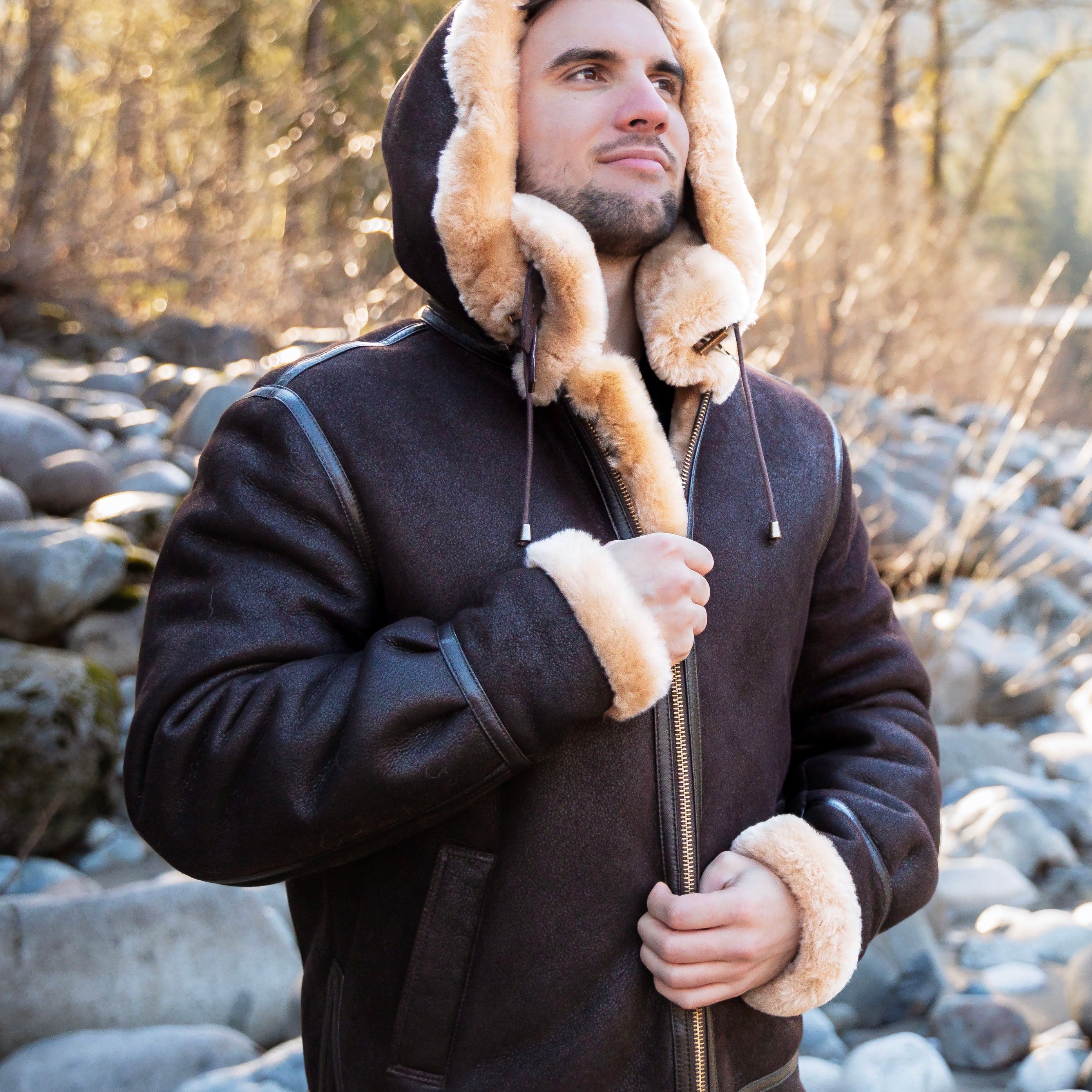 Mens Sheepskin Bomber Coat - Cloud Nine Sheepskin