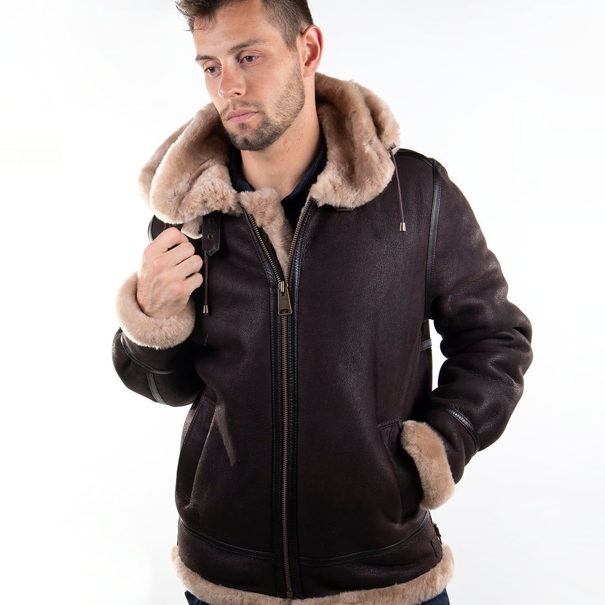 Mens Sheepskin Bomber Coat - Cloud Nine Sheepskin