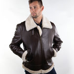 Mens Sheepskin Whiskey Bomber Coat - Cloud Nine Sheepskin