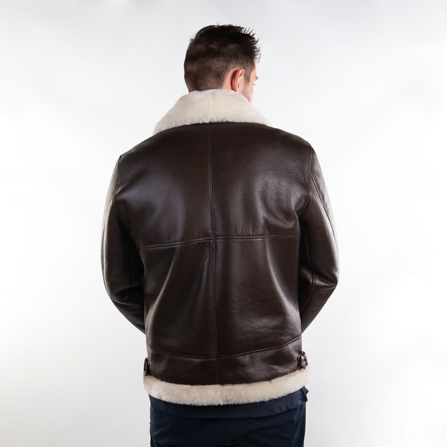 Mens Sheepskin Whiskey Bomber Coat - Cloud Nine Sheepskin